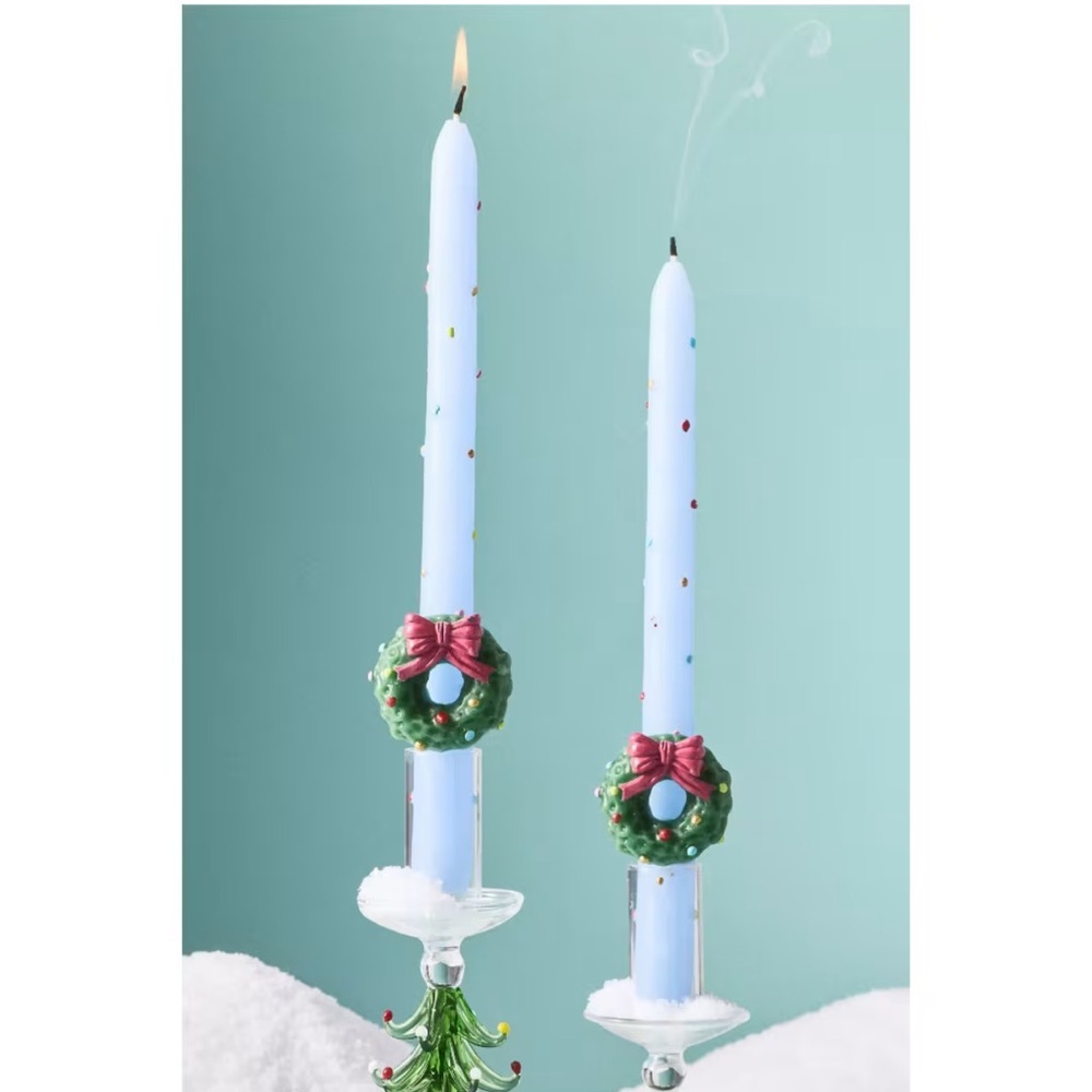 NIB Anthropologie Festive Icon Taper Candles Christmas Wreath